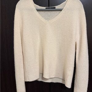 Theory Beige V-Neck Women's Sweater